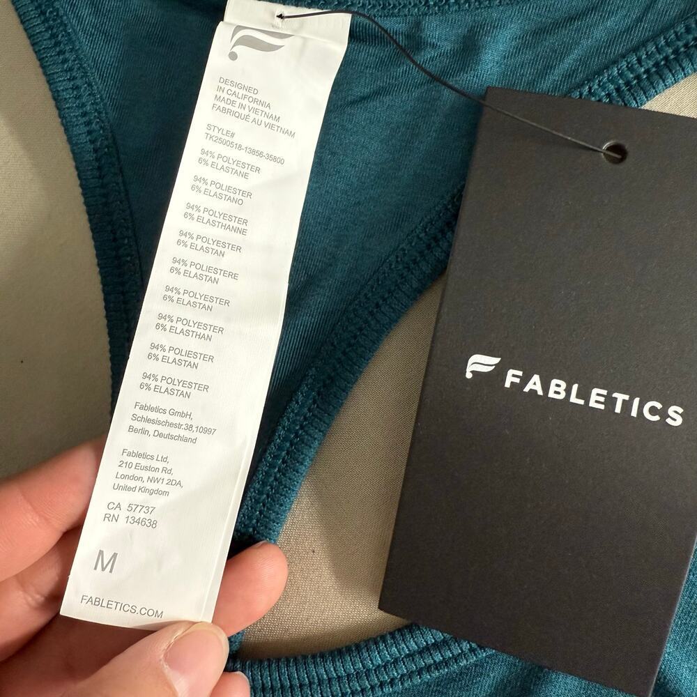 Fabletics Whisper Racerback Tank, Green Abyss Heather, M - Picture 3 of 3